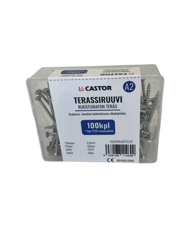 Terassiruuvi a2 rst 4,8x90mm kirkas - Ruuvit - 6438168114699 - 1