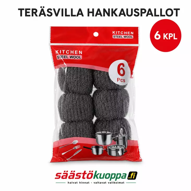 Teräsvilla hankauspallot 6kpl 5g - Teho ja- taikasienet - 6438506026639 - 1