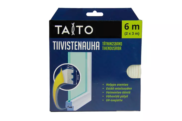 Tiivistenauha E valkoinen 2x3m - Ovi- ja ikkunatiivisteet - 6416096205689 - 1