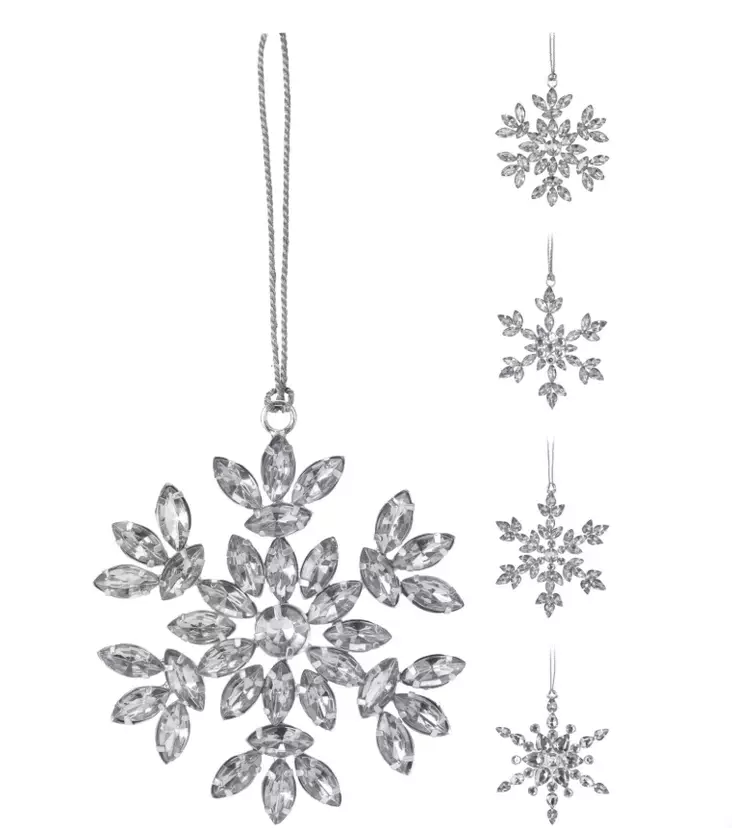 Timantti lumihiutale 10cm hopea - Joulukoristeet - 8720573613699 - 1