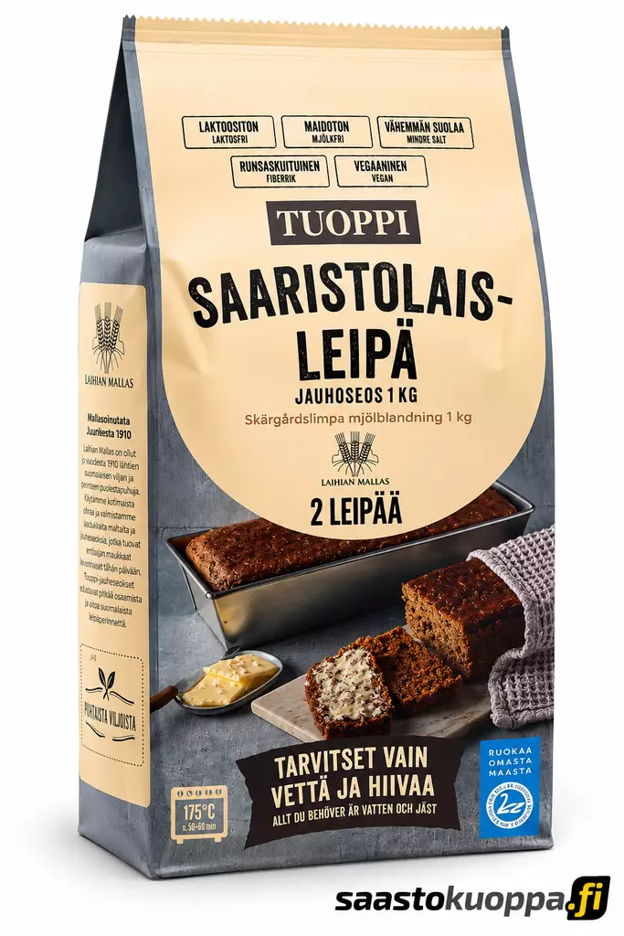 Tuoppi saaristolaisleipä jauhoseos 1kg - Pastat, riisit ja jauhot - 6421000390009 - 1