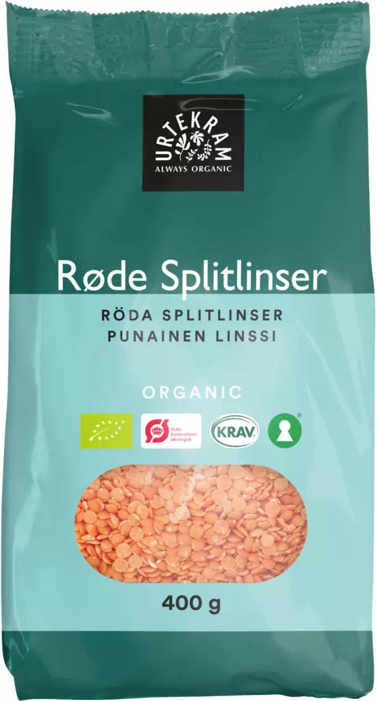 URTEKRAM PUNAINEN LINSSI 400G - Pastat, riisit ja jauhot - 5765228104439 - 1