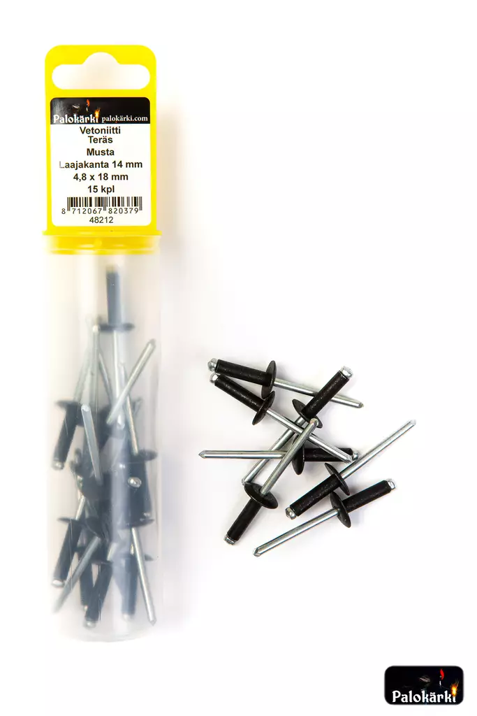 Vetoniitti musta laajak.14mm 4,8x18mm - Niitit ja hakaset - 8712067820379 - 1