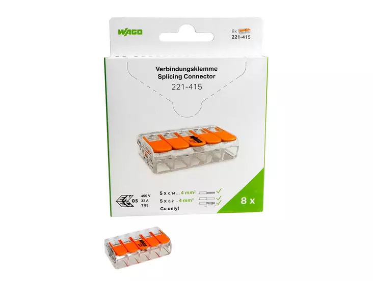 Wago 5-Nap vipuliitin 8 kpl - Johtoliittimet - 4066966001679 - 1