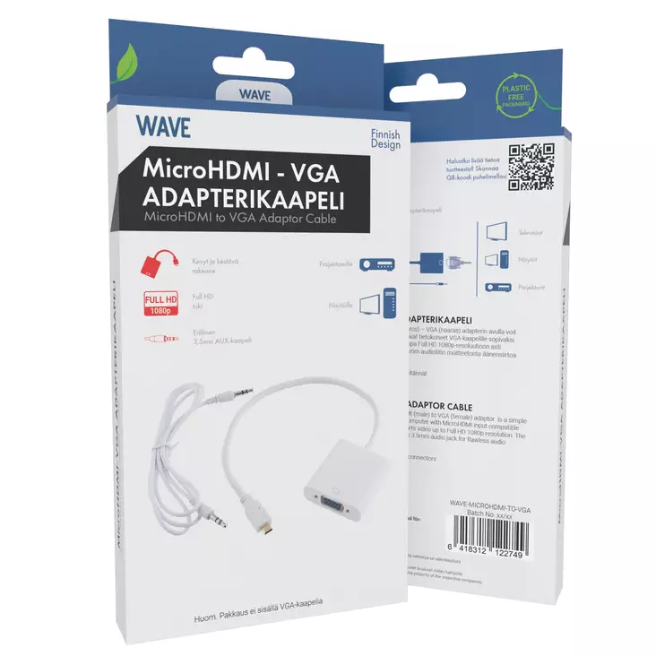 Wave micro HDMI-u - VGA-n adapteri - Muut tietokonetarvikkeet - 6418312122749 - 1