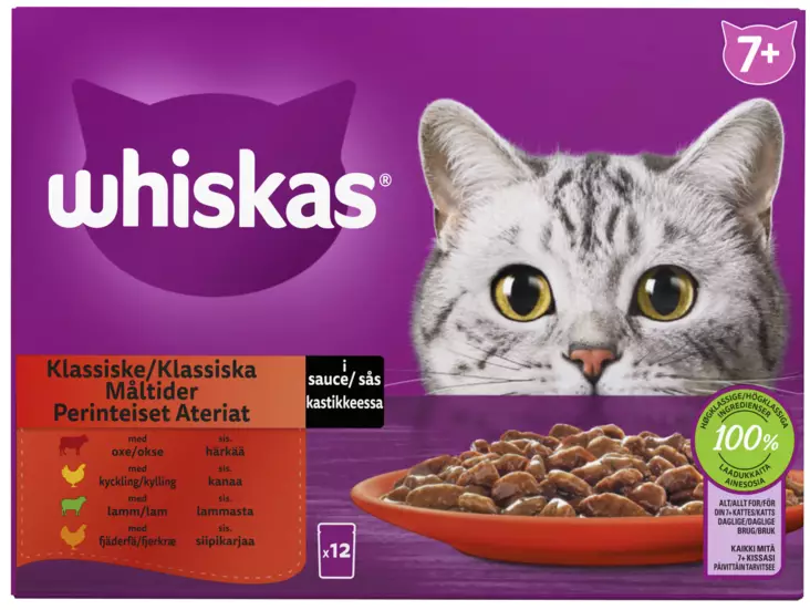 Whiskas 7+ Perinteiset Ateriat 12x85g - Kissan märkäruoat - 4008429155949 - 1